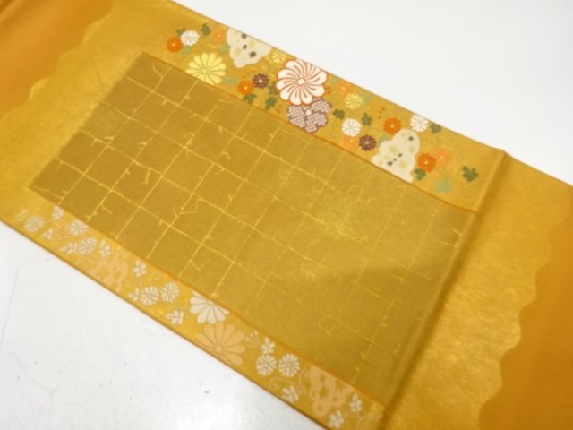 東京ますいわ屋　屏風箔に捻り花・菊模様織り出し　袋帯